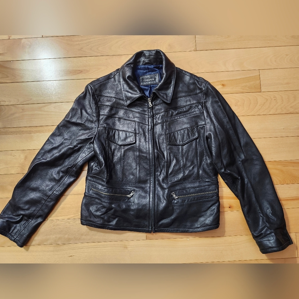 TAHARI black soft leather jacket szL